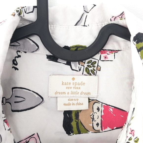 Kate Spade Women's Whimsical Garden Print Button Down Shirt Top - Size Small - Picture 5 of 9